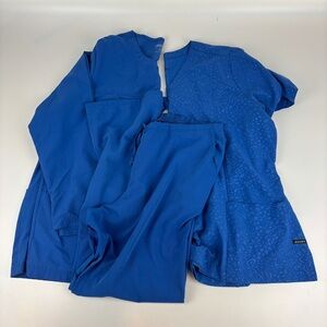 Jockey 3-piece Women’s Blue Scrubs Set, Top & Jacket XL, Pants L
